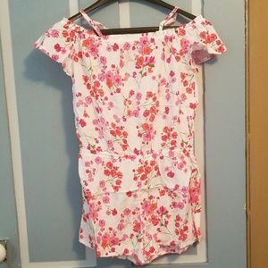 Girls cold shoulder floral romper NWT